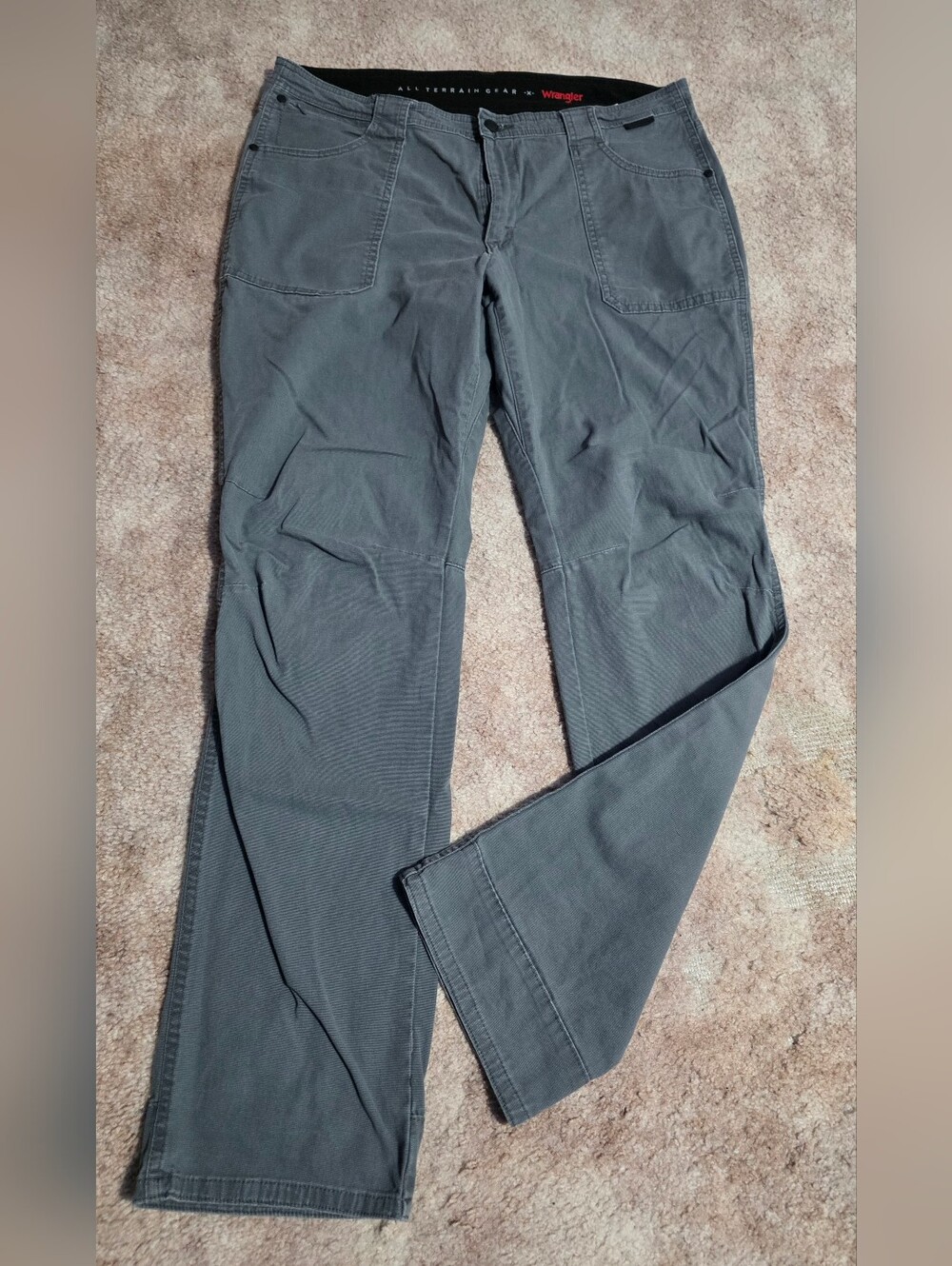 Wrangler Womens Charcoal Gray Straight-Leg Chinos